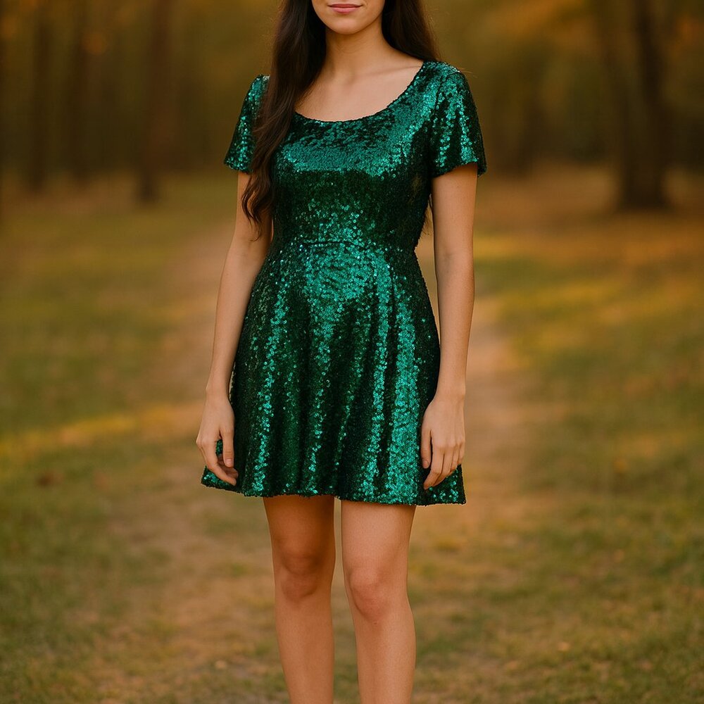 New Francesca's Green Sequin Dress Size Extra Small Juniors